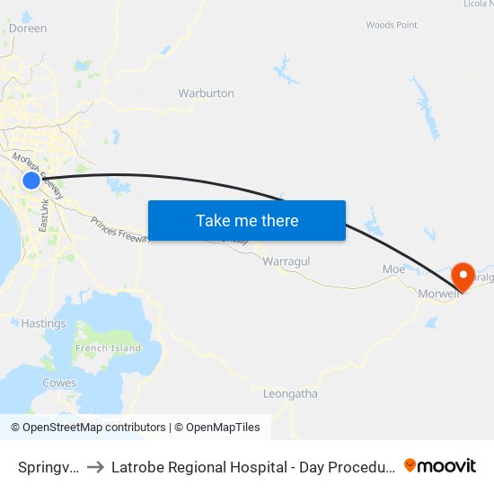 Springvale to Latrobe Regional Hospital - Day Procedures Unit map