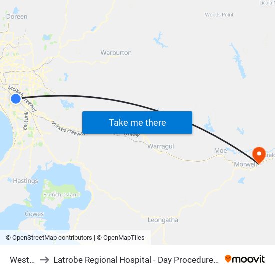 Westall to Latrobe Regional Hospital - Day Procedures Unit map