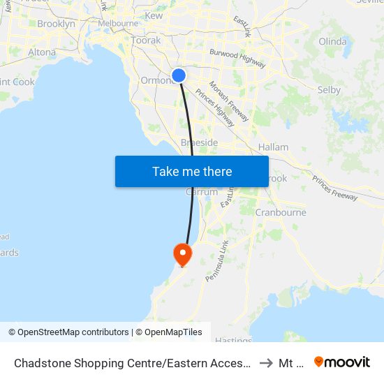 Chadstone Shopping Centre/Eastern Access Rd (Malvern East) to Mt Eliza map