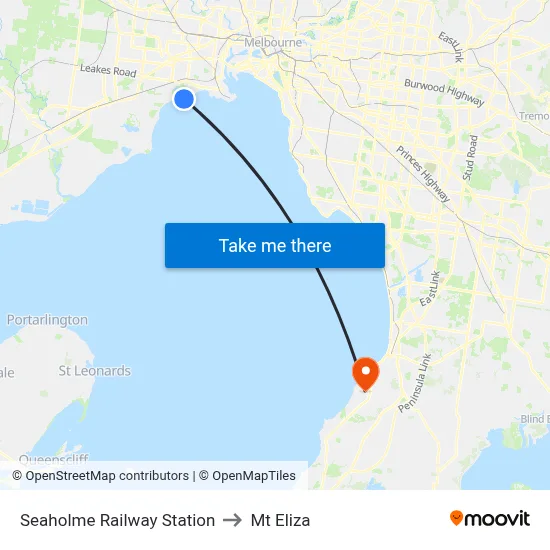 Seaholme Railway Station to Mt Eliza map