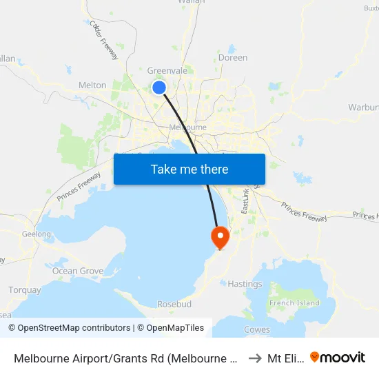 Melbourne Airport/Grants Rd to Mt Eliza map