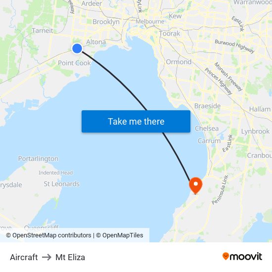 Aircraft to Mt Eliza map