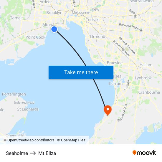Seaholme to Mt Eliza map