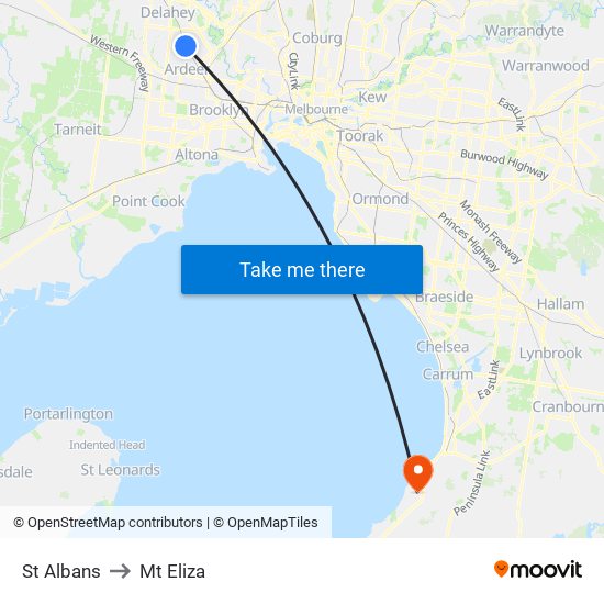 St Albans to Mt Eliza map