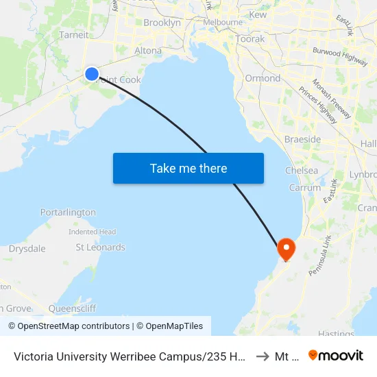 Victoria University Werribee Campus/235 Hoppers Lane to Mt Eliza map