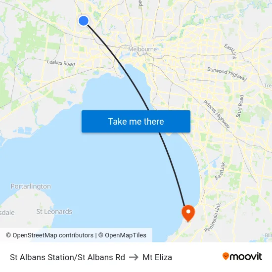 St Albans Station/St Albans Rd to Mt Eliza map