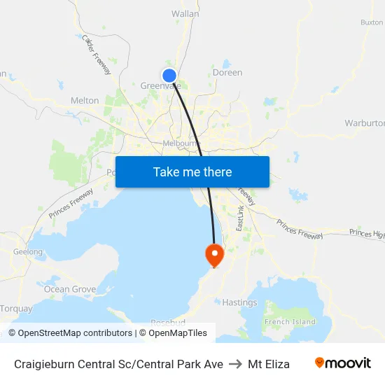 Craigieburn Central Sc/Central Park Ave to Mt Eliza map