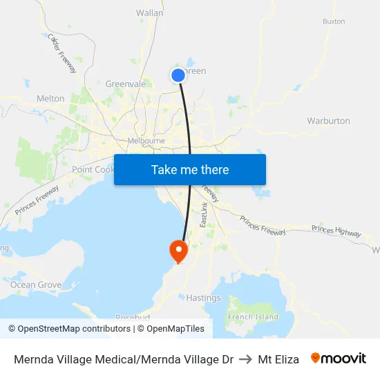 Mernda Village Medical/Mernda Village Dr to Mt Eliza map