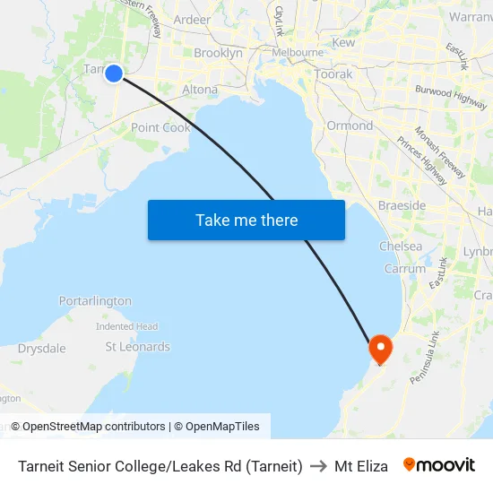 Tarneit Senior College/Leakes Rd to Mt Eliza map
