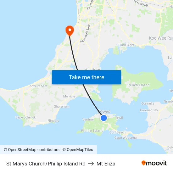 St Marys Church/Phillip Island Rd to Mt Eliza map