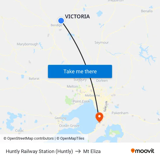 Huntly Railway Station (Huntly) to Mt Eliza map