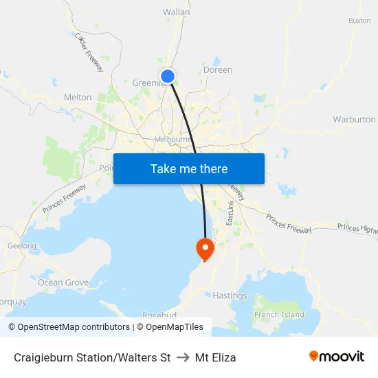 Craigieburn Station/Walters St to Mt Eliza map