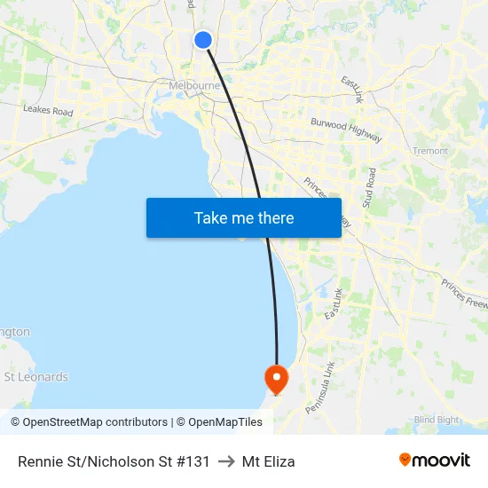 Rennie St/Nicholson St #131 to Mt Eliza map