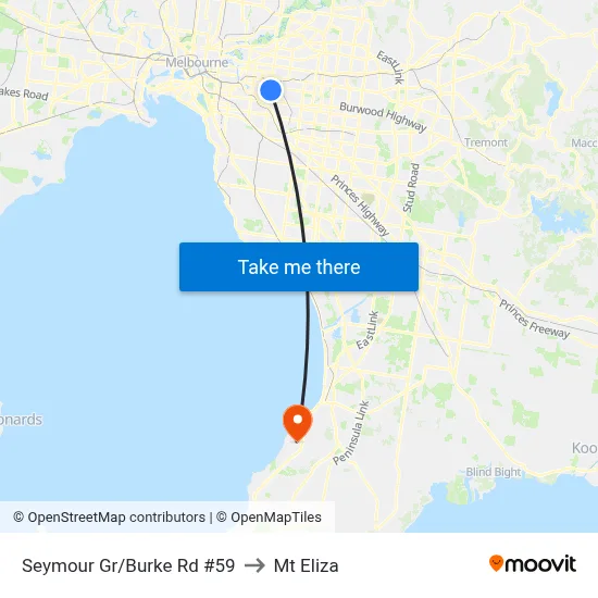 Seymour Gr/Burke Rd #59 to Mt Eliza map