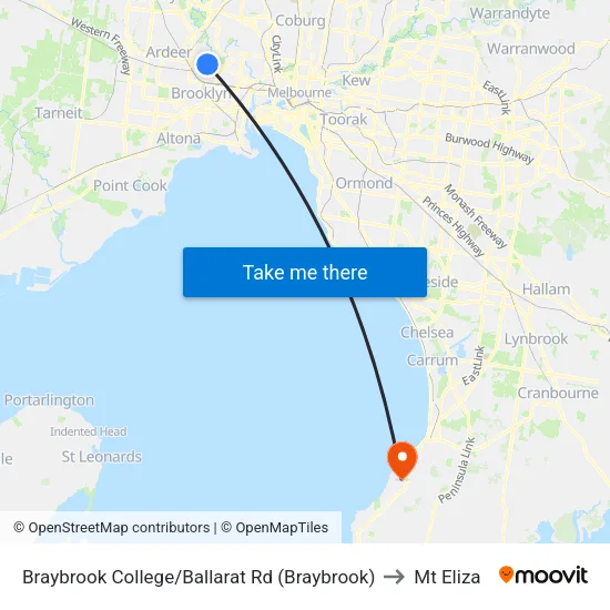 Braybrook College/Ballarat Rd to Mt Eliza map