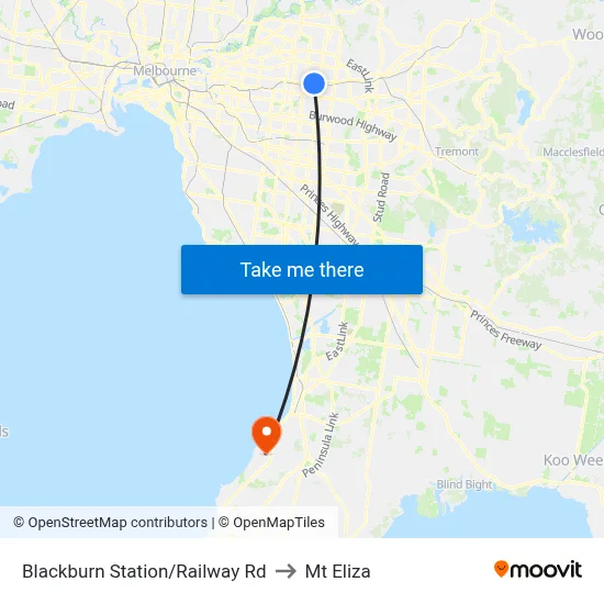 Blackburn Station/Railway Rd to Mt Eliza map