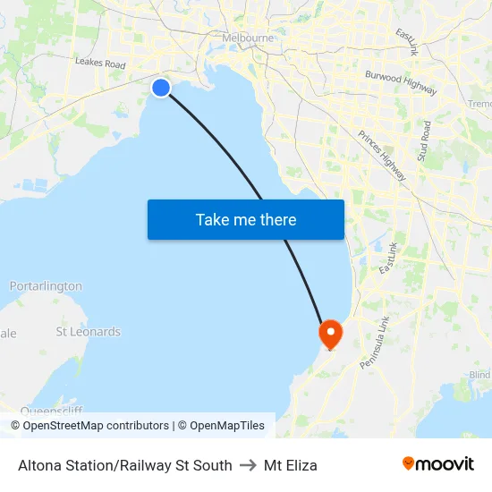 Altona Station/Railway St South to Mt Eliza map