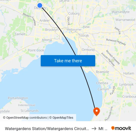 Watergardens Station/Watergardens Circuit Rd to Mt Eliza map
