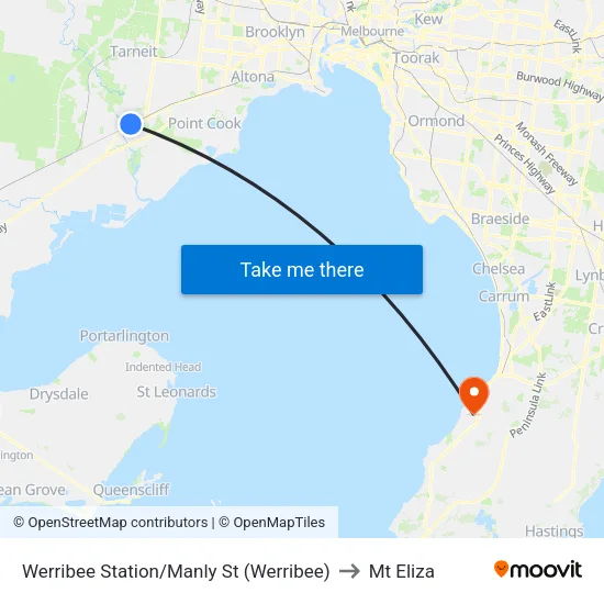 Werribee Station/Manly St to Mt Eliza map