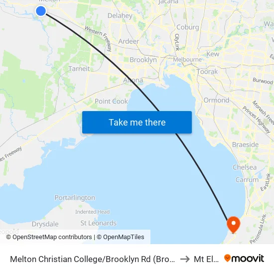 Melton Christian College/Brooklyn Rd to Mt Eliza map