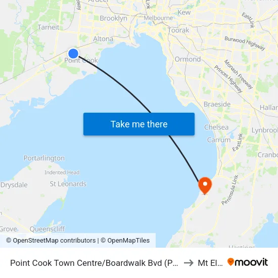 Point Cook Shopping Centre/Boardwalk Bvd to Mt Eliza map