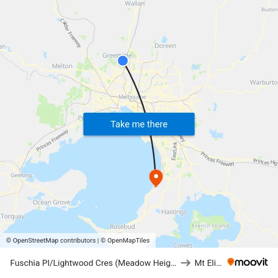 Fuschia Pl/Lightwood Cres to Mt Eliza map