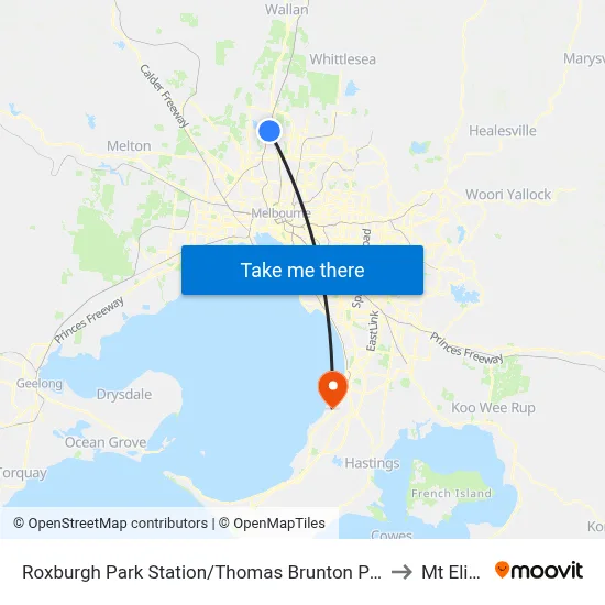 Roxburgh Park Station/Thomas Brunton Pde to Mt Eliza map