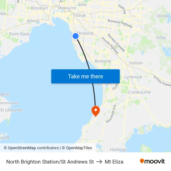 North Brighton Station/St Andrews St to Mt Eliza map