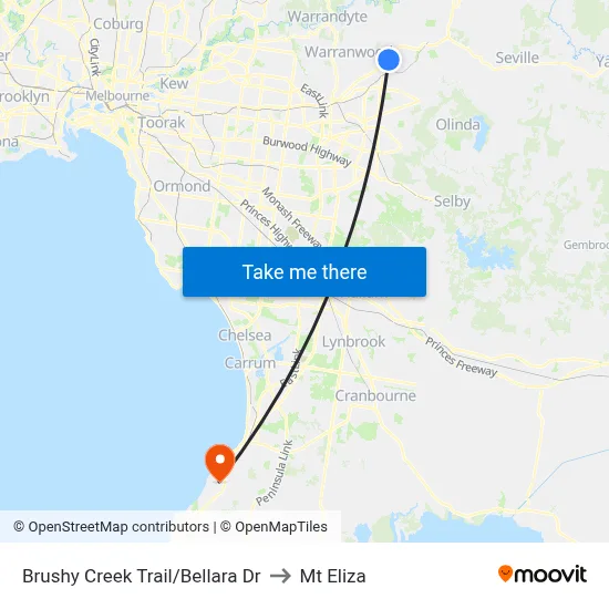 Brushy Creek Trail/Bellara Dr to Mt Eliza map