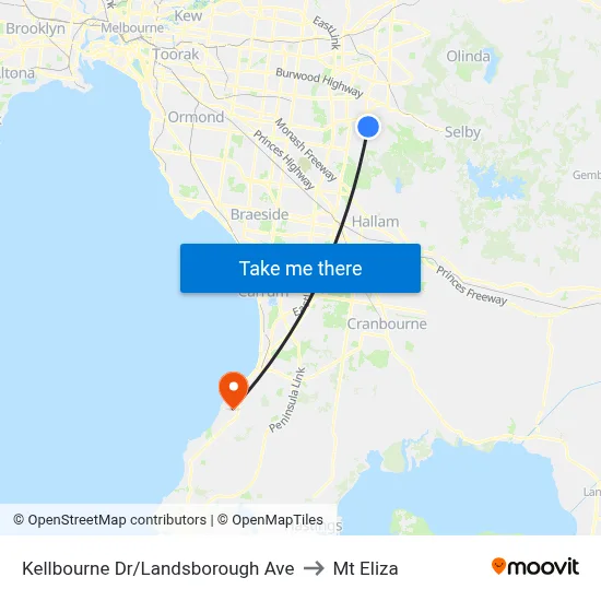 Kellbourne Dr/Landsborough Ave to Mt Eliza map