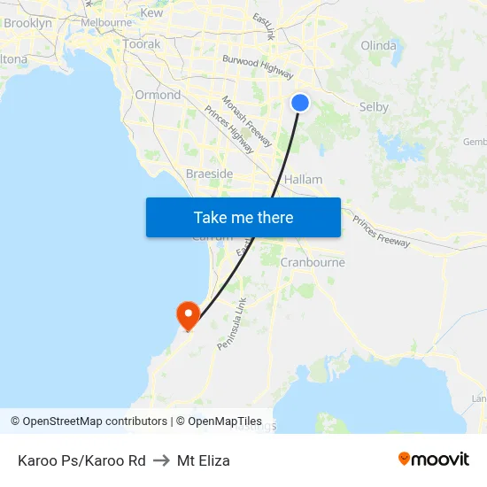 Karoo Ps/Karoo Rd to Mt Eliza map