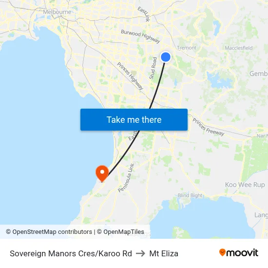 Sovereign Manors Cres/Karoo Rd to Mt Eliza map