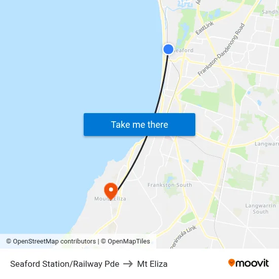 Seaford Station/Railway Pde to Mt Eliza map