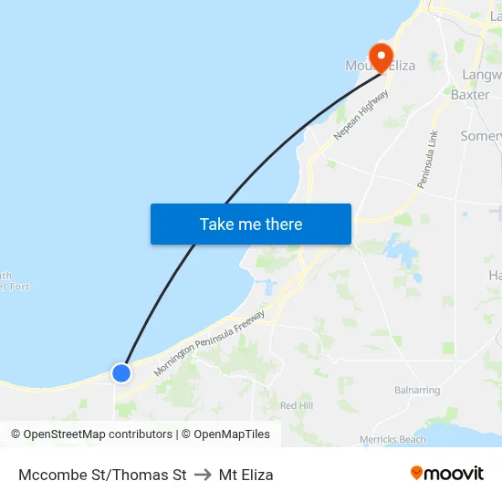 Mccombe St/Thomas St to Mt Eliza map