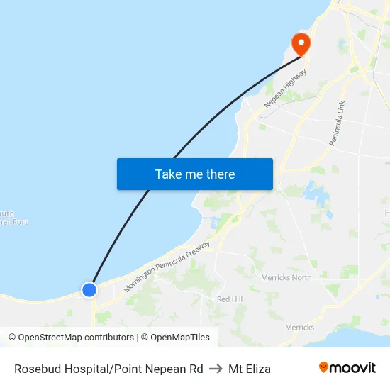 Rosebud Hospital/Point Nepean Rd to Mt Eliza map