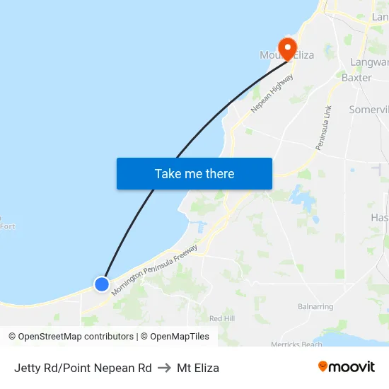 Jetty Rd/Point Nepean Rd to Mt Eliza map