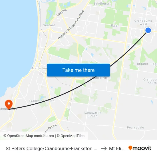 St Peters College/Cranbourne-Frankston Rd to Mt Eliza map