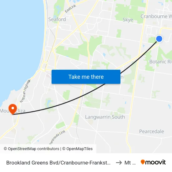 Brookland Greens Bvd/Cranbourne-Frankston Rd to Mt Eliza map