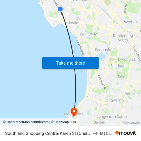Southland Shopping Centre/Karen St to Mt Eliza map