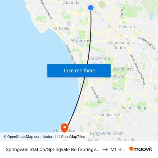 Springvale Station/Springvale Rd to Mt Eliza map