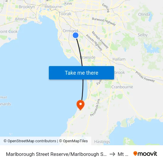 Marlborough Street Reserve/Marlborough St to Mt Eliza map