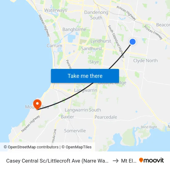 Casey Central Sc/Littlecroft Ave to Mt Eliza map