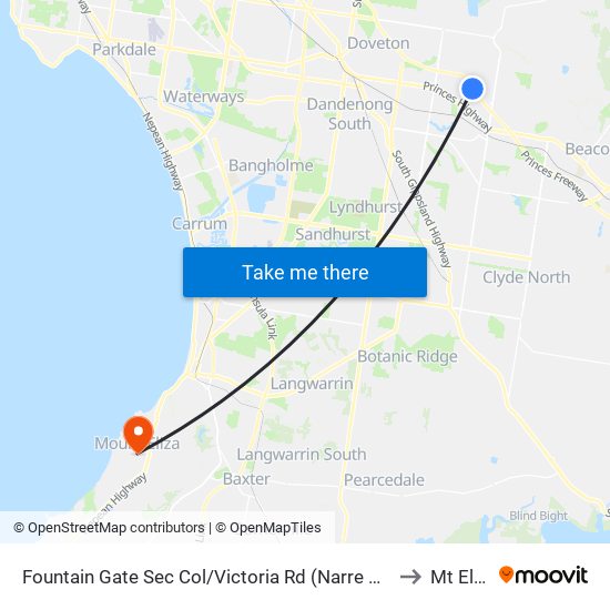 Fountain Gate Sec Col/Victoria Rd (Narre Warren) to Mt Eliza map