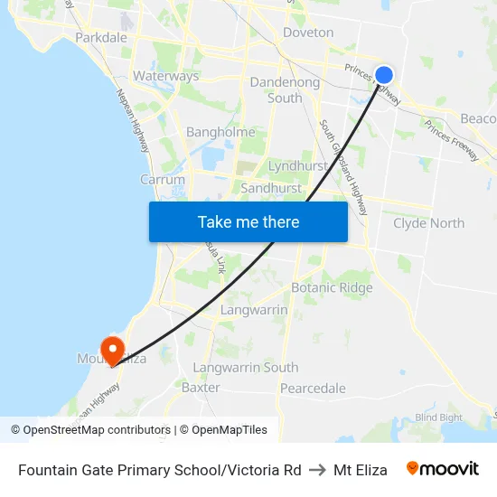 Fountain Gate Primary School/Victoria Rd to Mt Eliza map