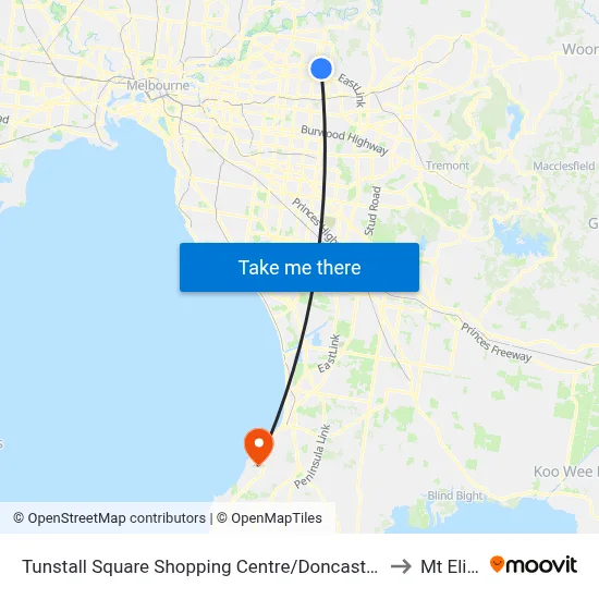 Tunstall Square Shopping Centre/Doncaster Rd to Mt Eliza map