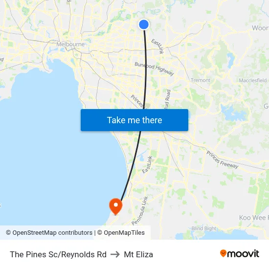 The Pines Sc/Reynolds Rd to Mt Eliza map
