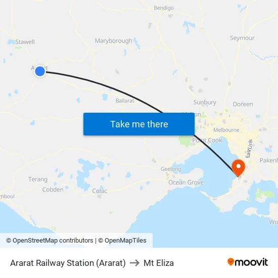 Ararat Railway Station/High St to Mt Eliza map