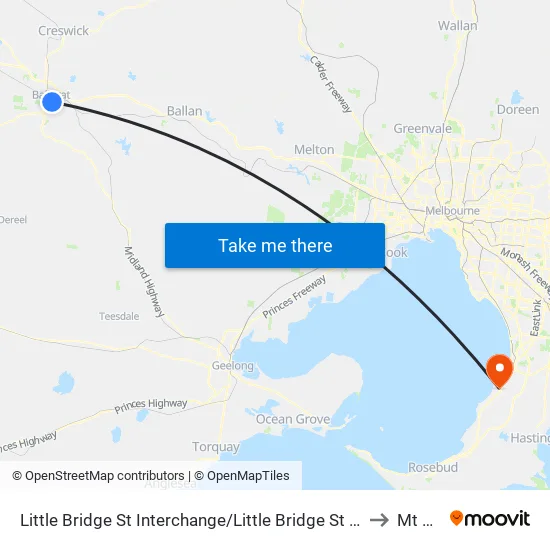 Little Bridge St Interchange/Little Bridge St to Mt Eliza map