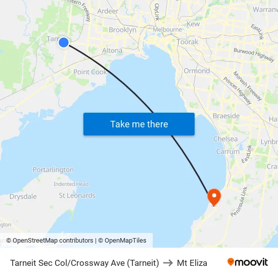 Tarneit Senior College/Crossway Ave to Mt Eliza map