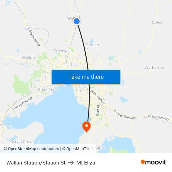 Wallan Station/Station St to Mt Eliza map